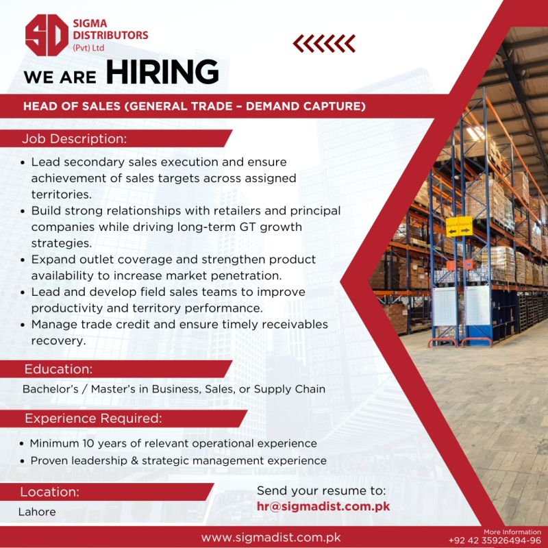 Sigma Distributors Pvt Ltd Jobs March 2026 1