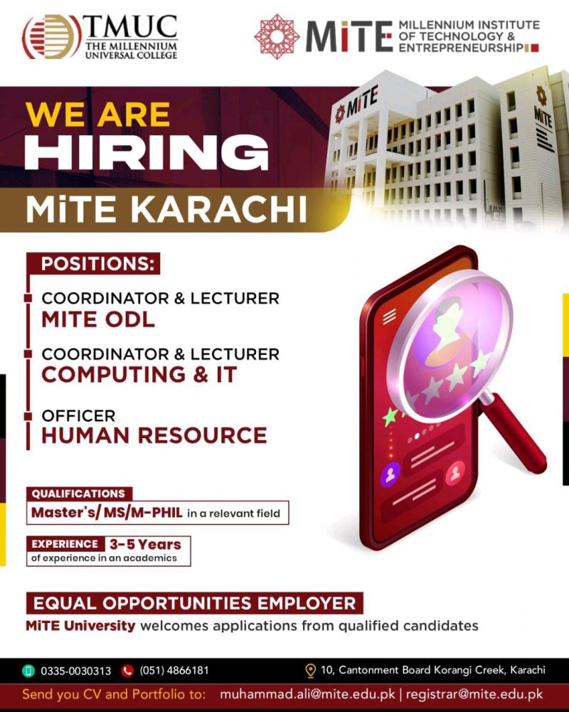 TMUC (The Millennium Universal College) Jobs March 2026 1