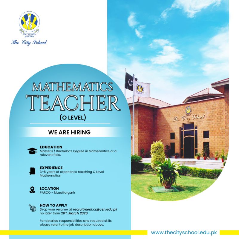 The City School Jobs Mathematics Teacher (O Level) 1