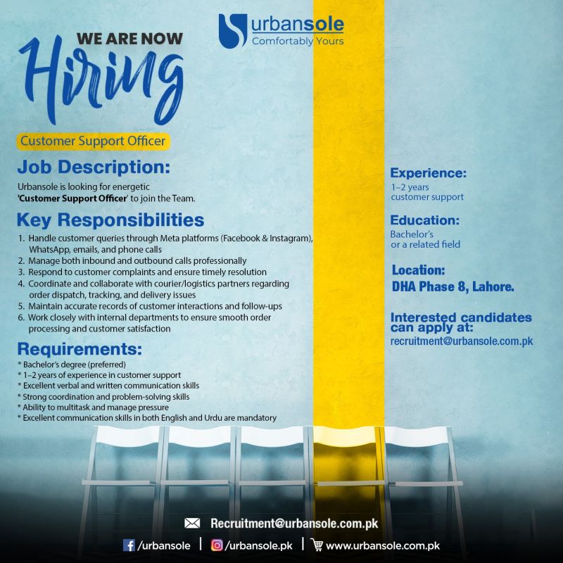 UrbanSole Jobs Customer Support Officer 1