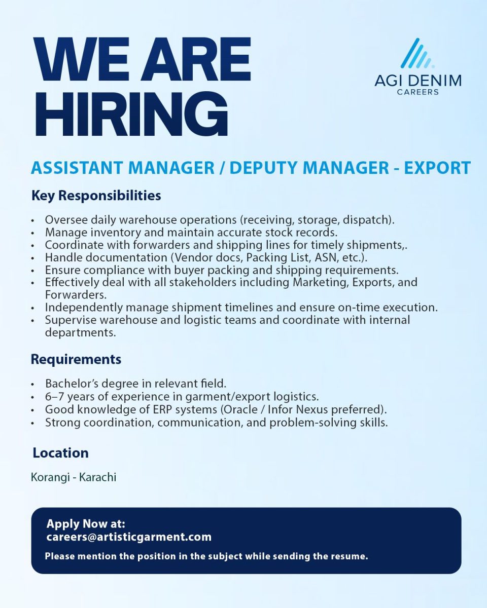 AGI Denim Jobs Assistant Manager / Deputy Manager Export 1
