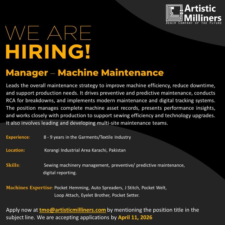 Artistic Milliners Pvt Ltd Jobs Manager Machine Maintenance 1