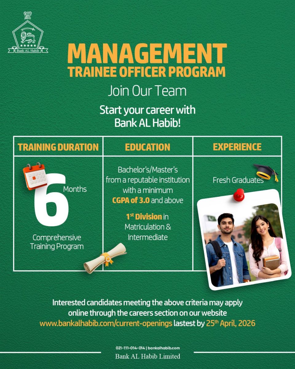 Bank AL Habib Limited Jobs Management Trainee Officer Program (MTO) 1