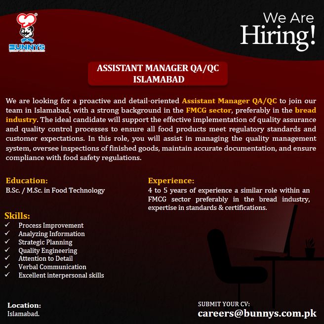 Bunny's Limited Jobs Assistant Manager QA / QC 1