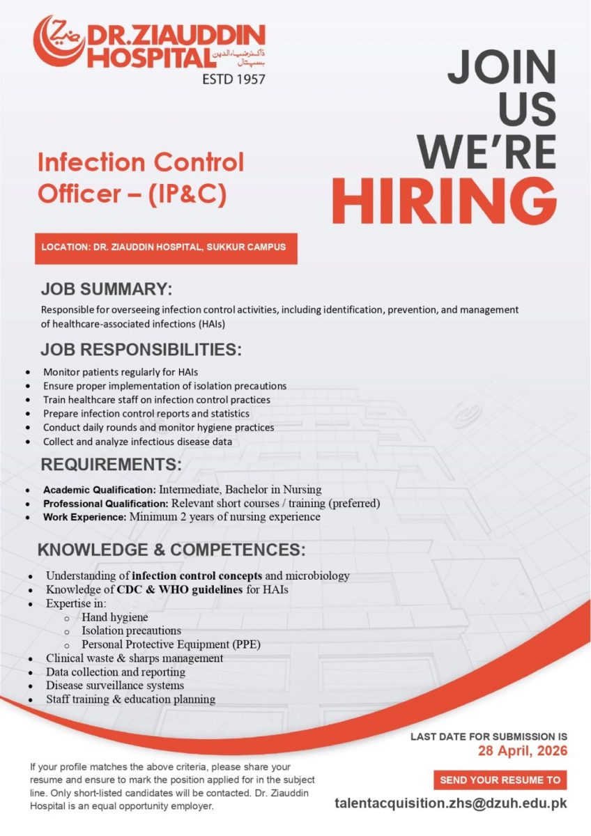 Dr Ziauddin Hospital Jobs April 2026 2