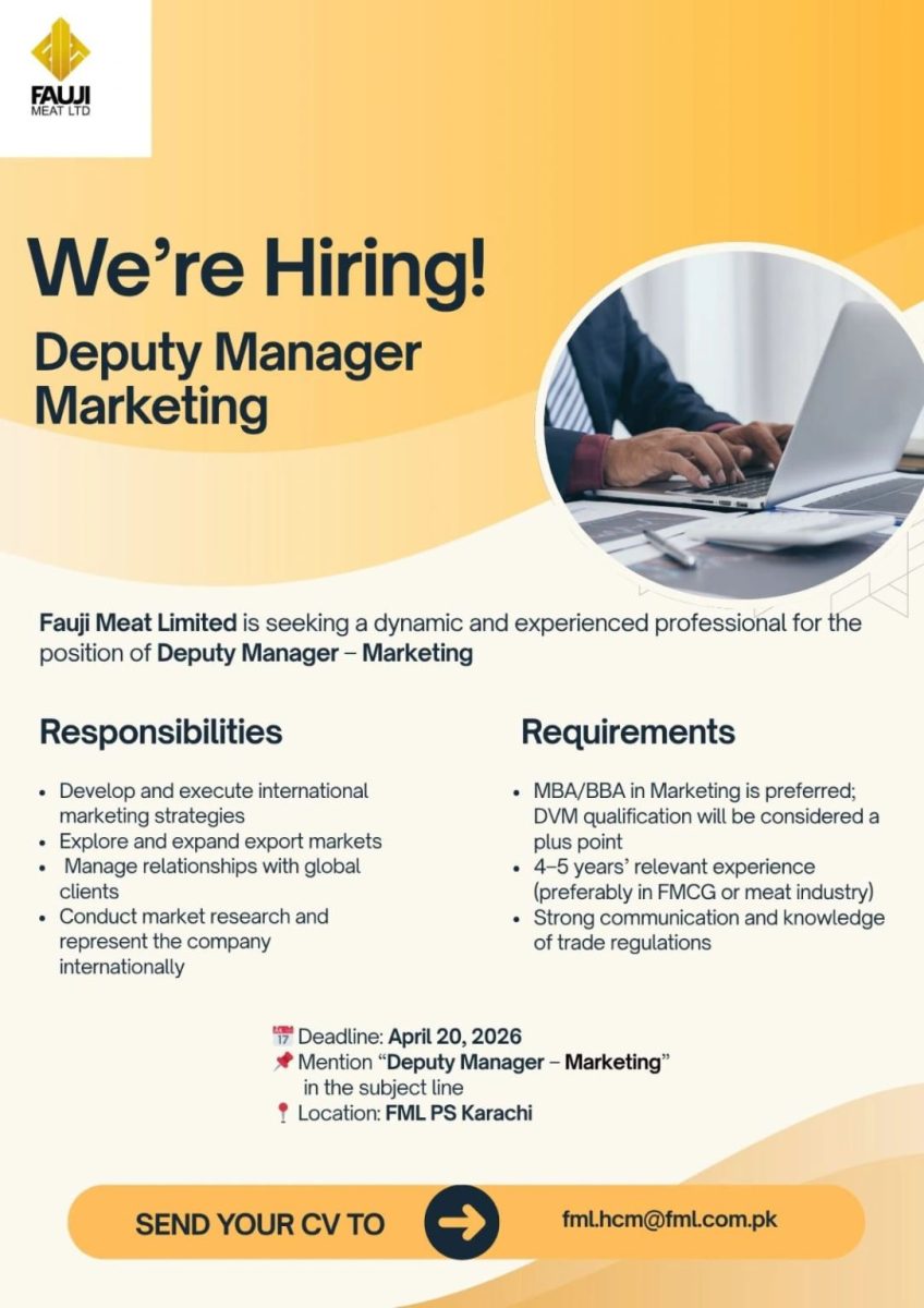 Fauji Meat Limited FML Jobs Deputy Manager Marketing 1