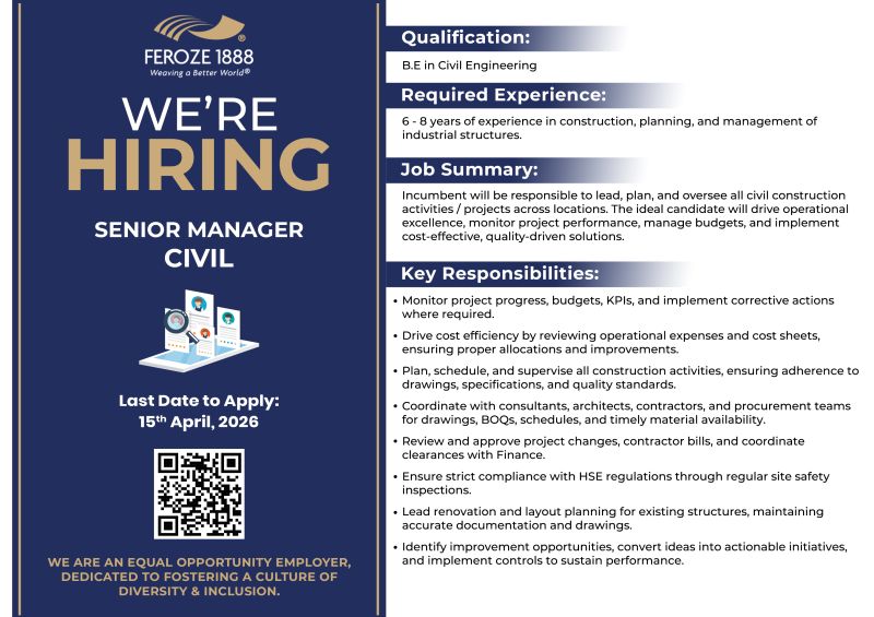 Feroze1888 Mills Limited Jobs Senior Manager Civil 1