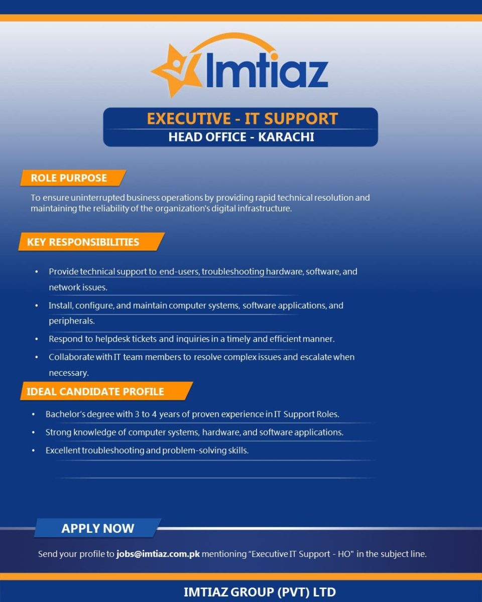 Imtiaz Super Market Jobs Executive IT Support  1