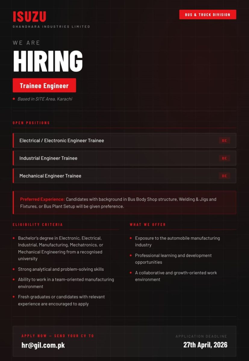 ISUZU Ghandhara Industries Limited Jobs Trainee Engineer 1