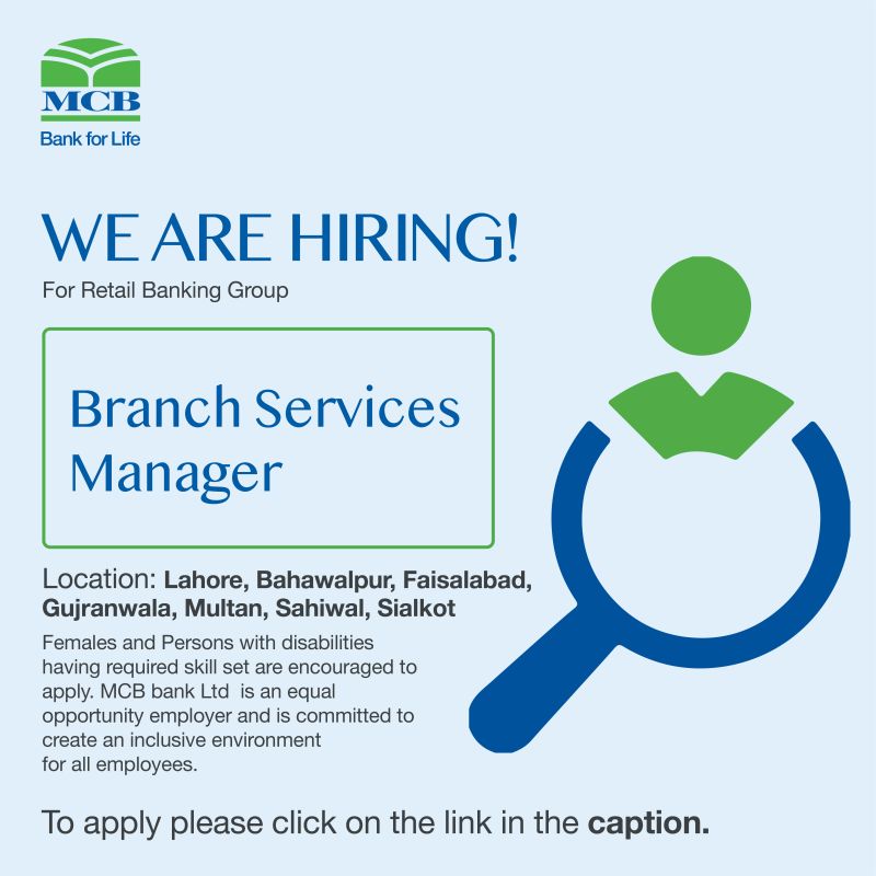 MCB Bank Limited Jobs Branch Services Manager 1