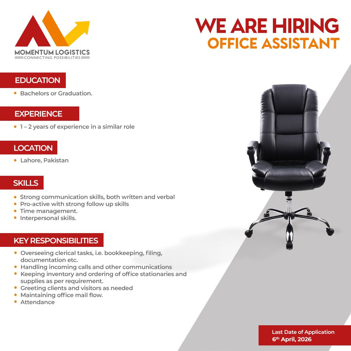 Momemtum Logistics Pvt Ltd Jobs Office Assistant 1
