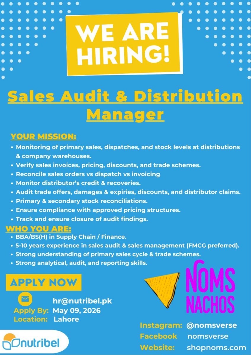 Nutribel Pvt Ltd Jobs Sales Audit & Distribution Manager 1