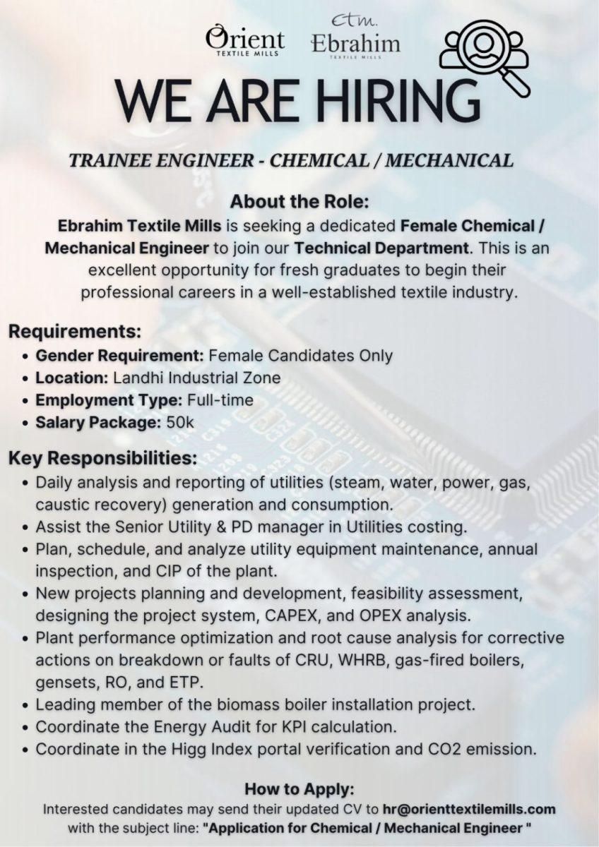 Orient Textile Mills Jobs Trainee Engineer 1