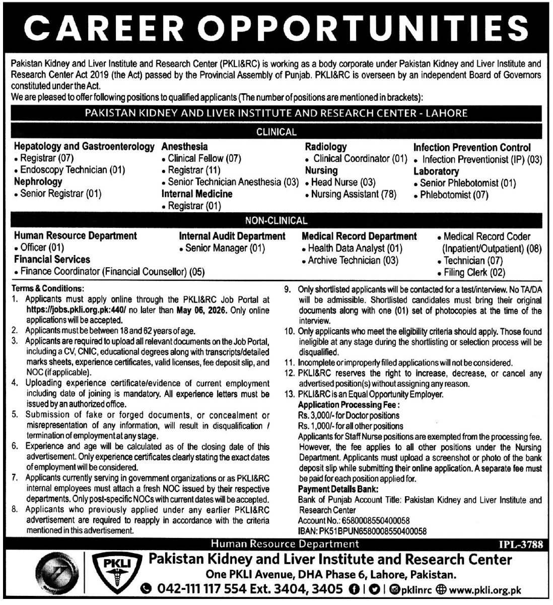 Pakistan Kidney & Liver Institute & Research Center Jobs 19 April 2026 Express Tribune 1
