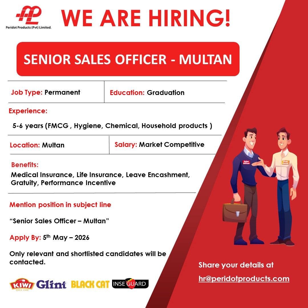 Peridot Products (Pvt) Limited Jobs Senior Sales Officer 1