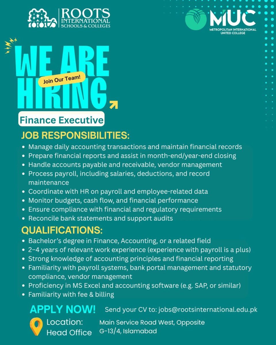ROOTS International Schools & Colleges Jobs Finance Executive 1