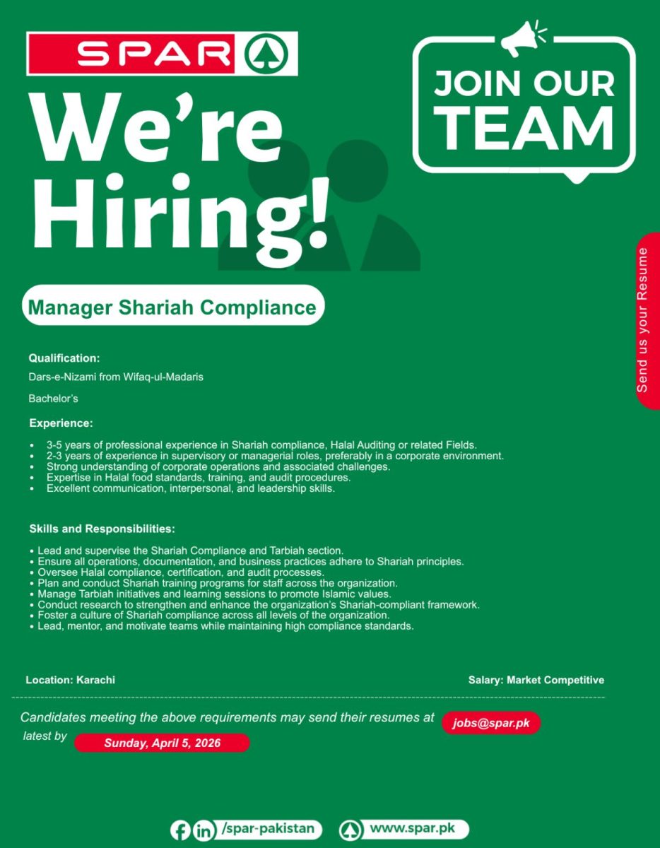 SPAR Pakistan Jobs Manager Shariah Compliance 1