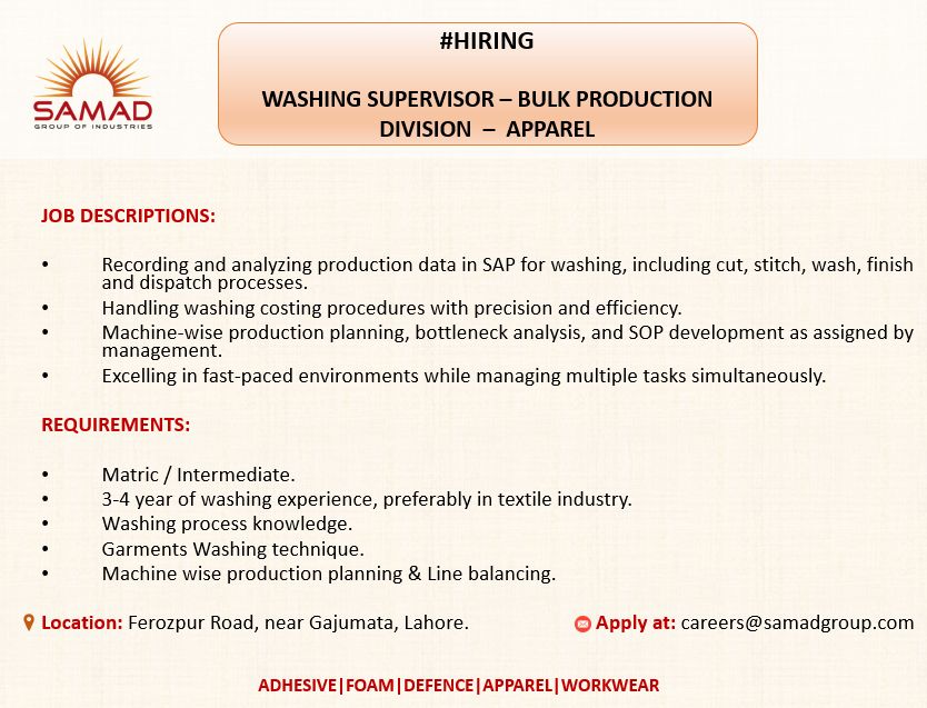 Samad Group of Industries Jobs April 2026 2