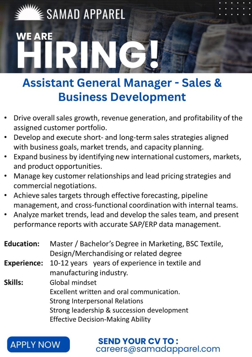 Samad Apparel Pvt Ltd Jobs April 2026 1