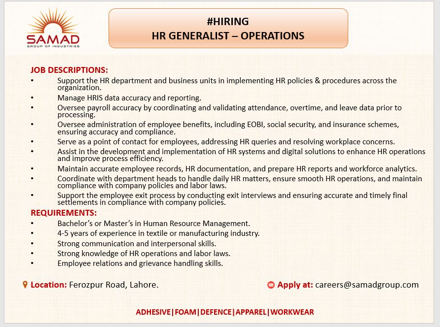 Samad Group of Industries Jobs April 2026 1