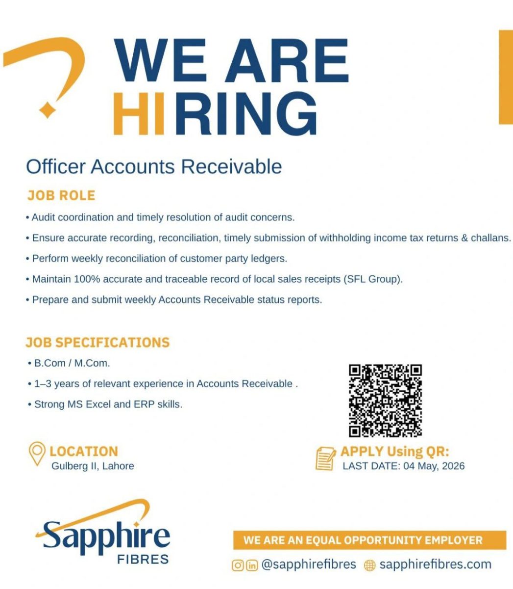 Sapphire Fibres Limited Jobs Officer Accounts Receivable 1