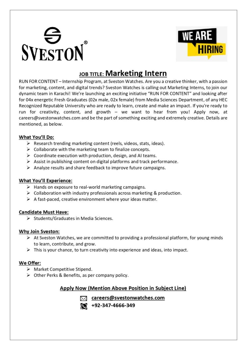 Sveston Watches Jobs Marketing Intern 1