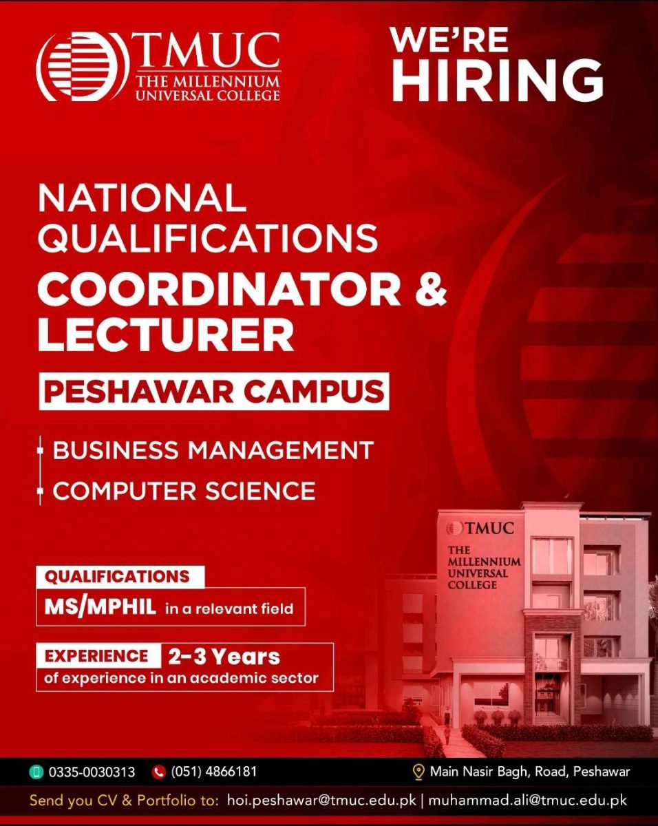 TMUC (The Millennium Universal College) Jobs April 2026 2