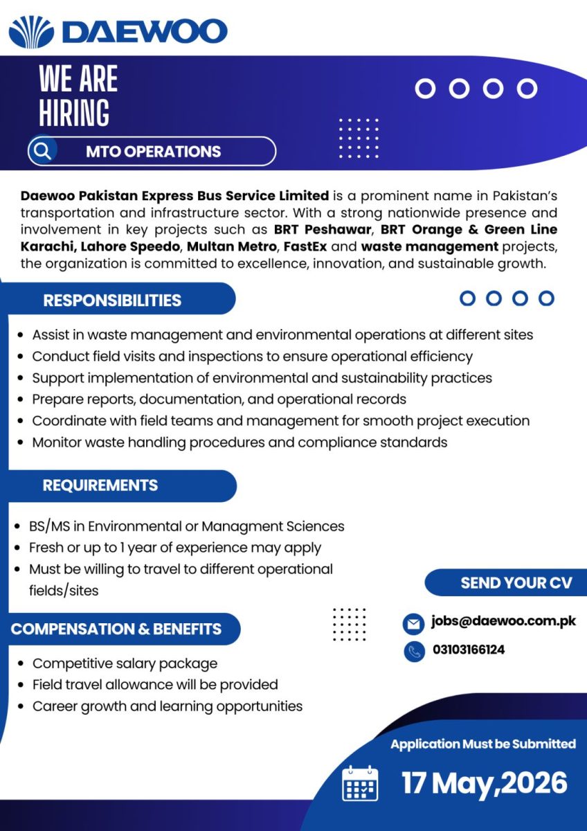 Daewoo Pakistan Express Bus Service Limited Jobs May 2026 2