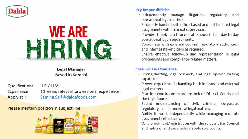 Dalda Foods Limited Jobs Legal Manager 1