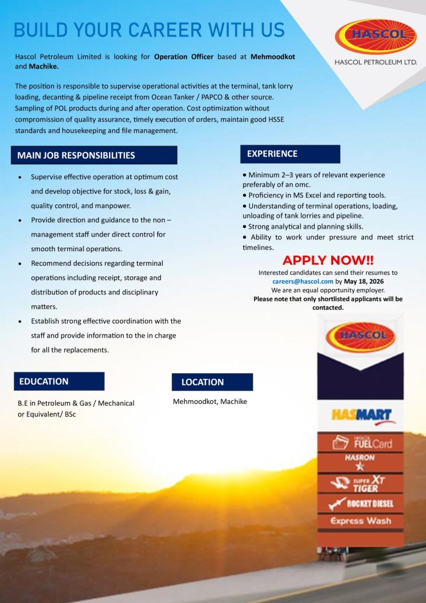 Hascol Petroleum Limited Jobs May 2026 2