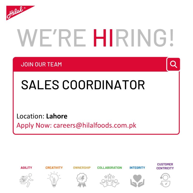 Hilal Foods Pvt Ltd Jobs Sales Coordinator 1