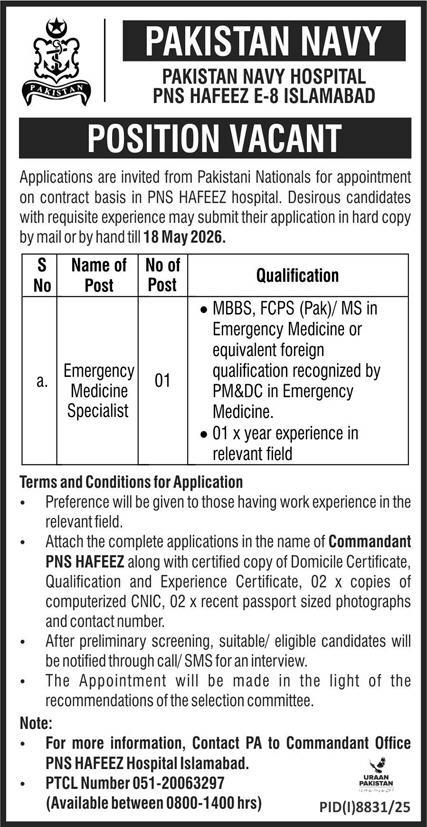 PNS Hafeez Hospital Jobs 03 May 2026 Express 1
