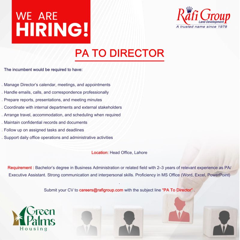 Rafi Group Jobs PA to Director 1