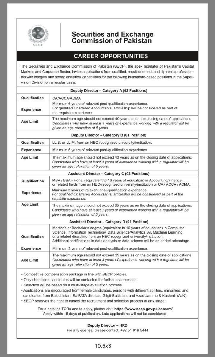 Securities and Exchange Commission of Pakistan SECP Jobs May 2026 1