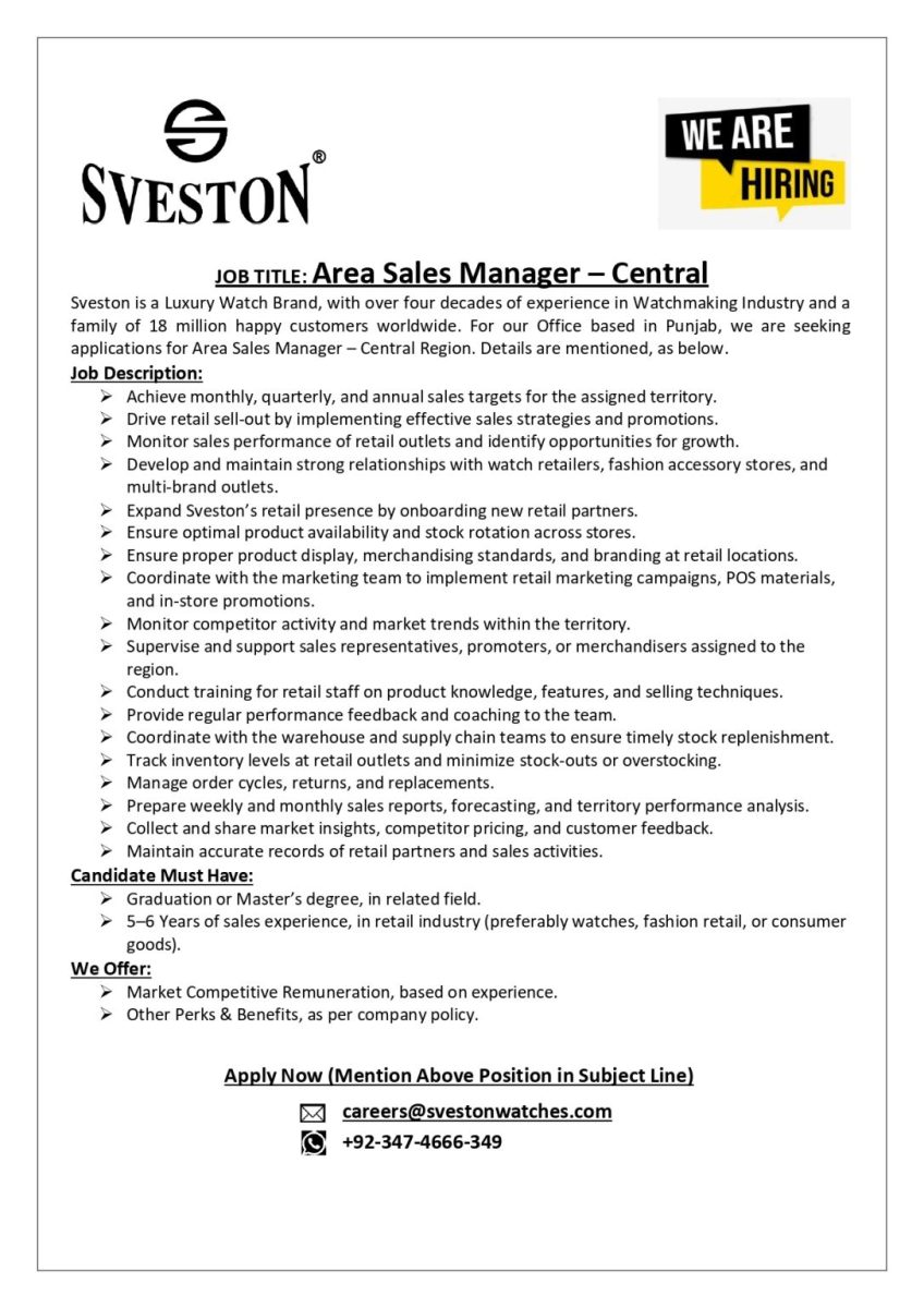 Sveston Watches Jobs May 2026 1