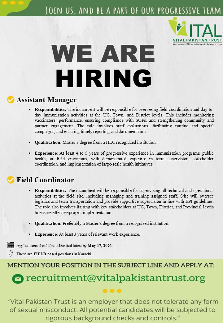 VITAL Pakistan Trust Jobs May 2026 1