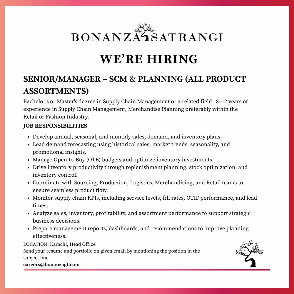 Bonanza Satrangi Jobs Senior / Manager SCM & Planning 1