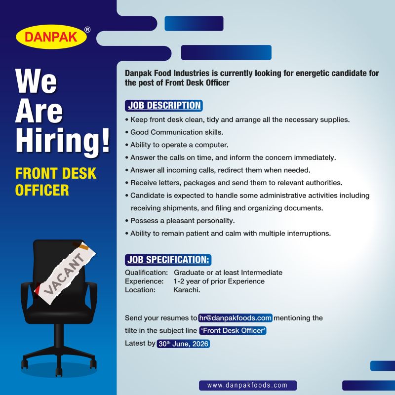 Danpak Foods Industries Jobs Front Desk Officer 1