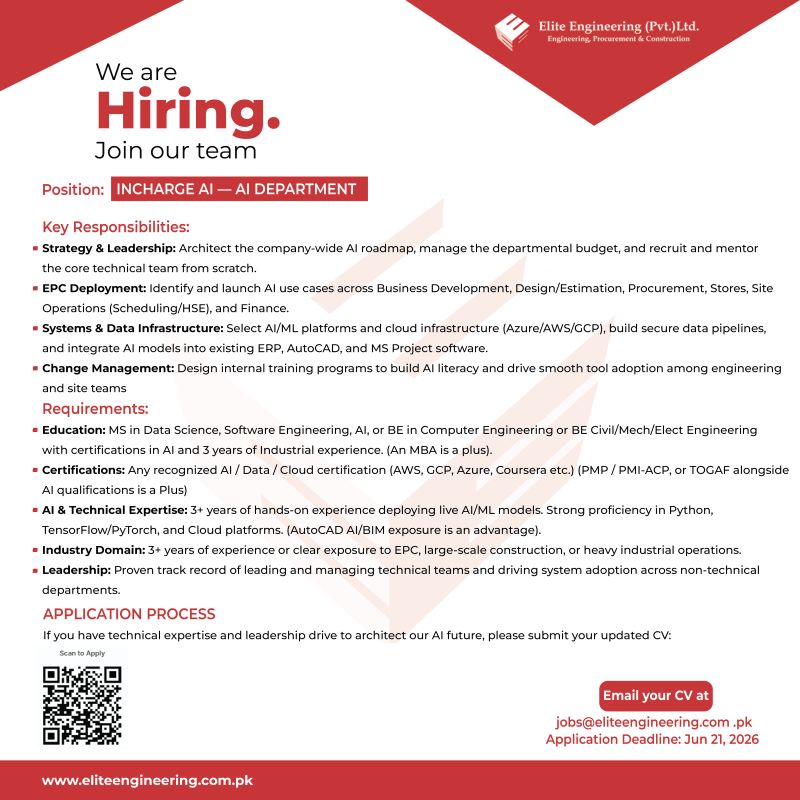 Elite Engineering Pvt Ltd Jobs InCharge AI 1