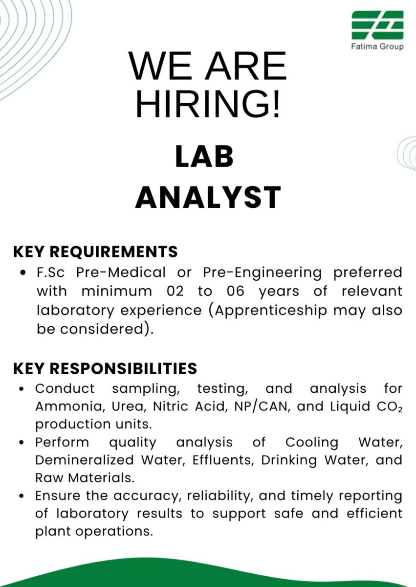 Fatima Group Jobs Lab Analyst  1