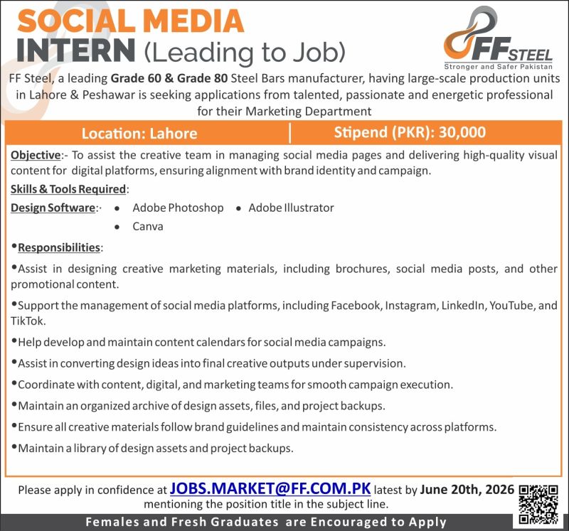 FF Steel Jobs Social Media Intern 1
