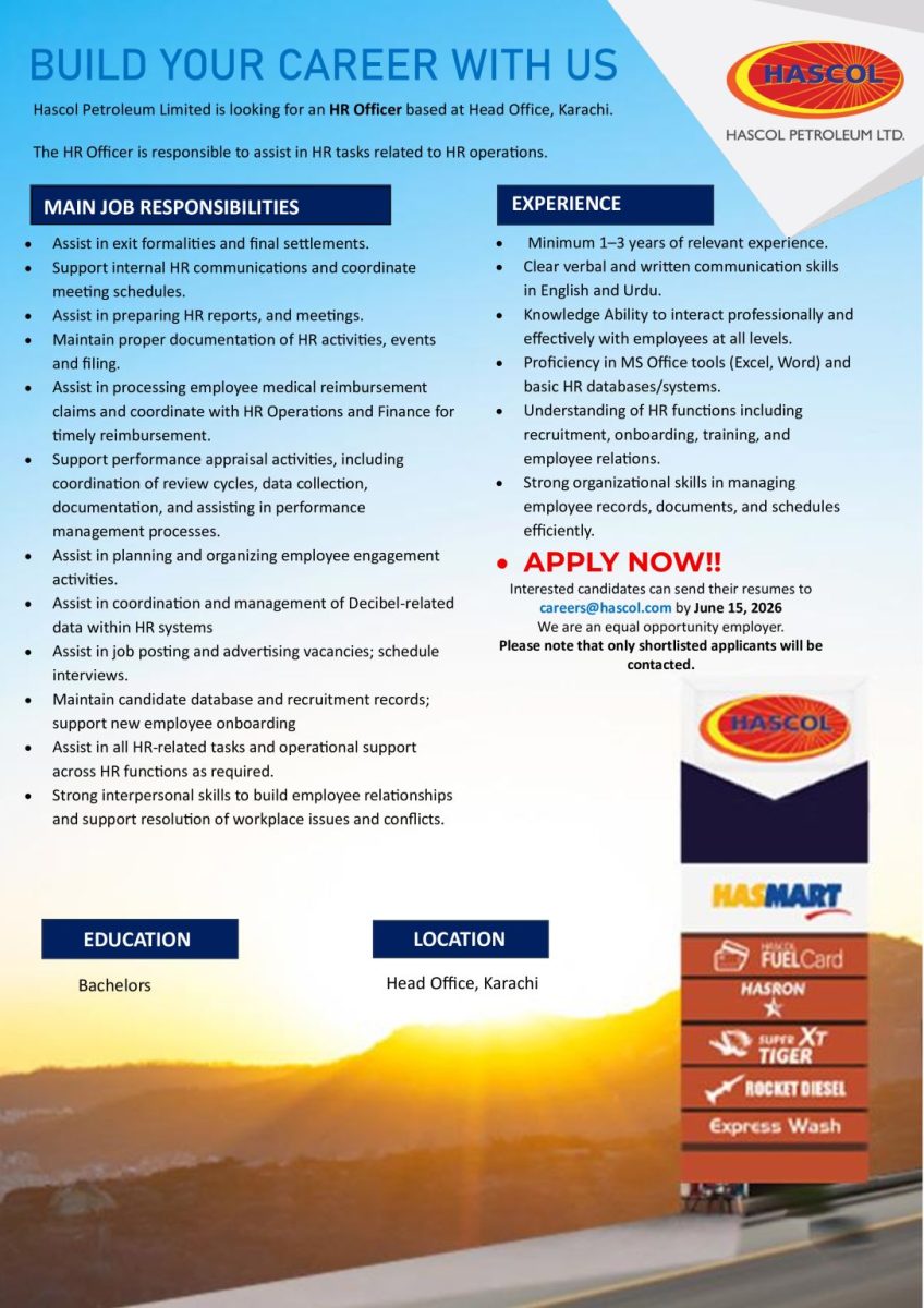 Hascol Petroleum Limited Jobs HR Officer 1