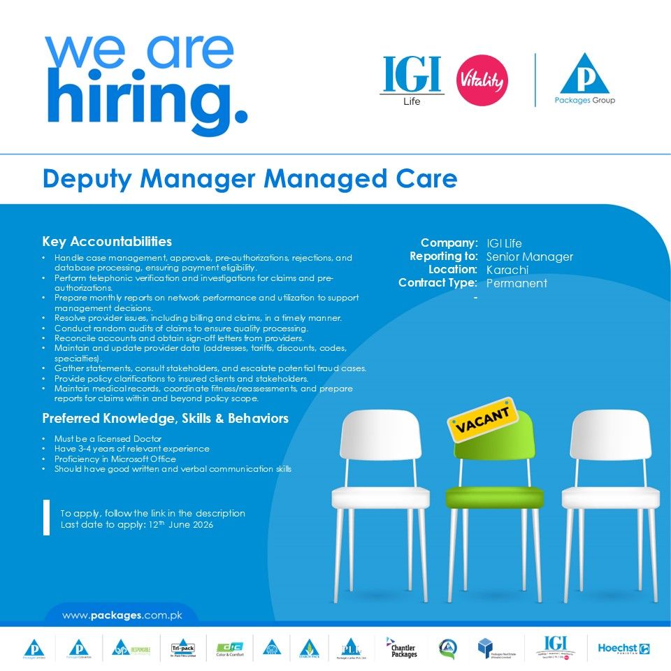 IGI Life Jobs Deputy Manager Managed Care 1