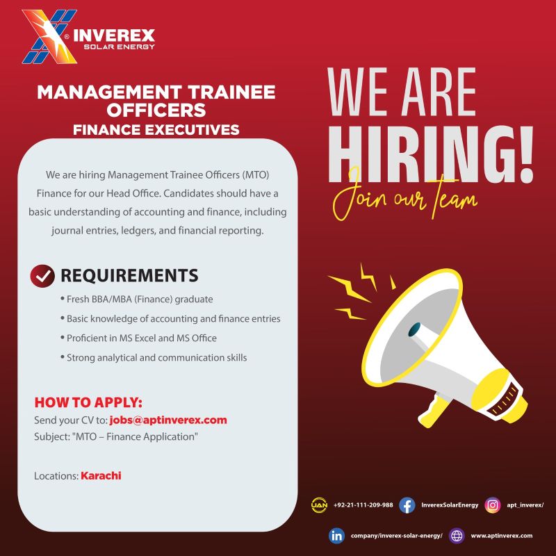 Inverex Solar Energy Jobs Management Trainee Officer (MTO) Finance 1