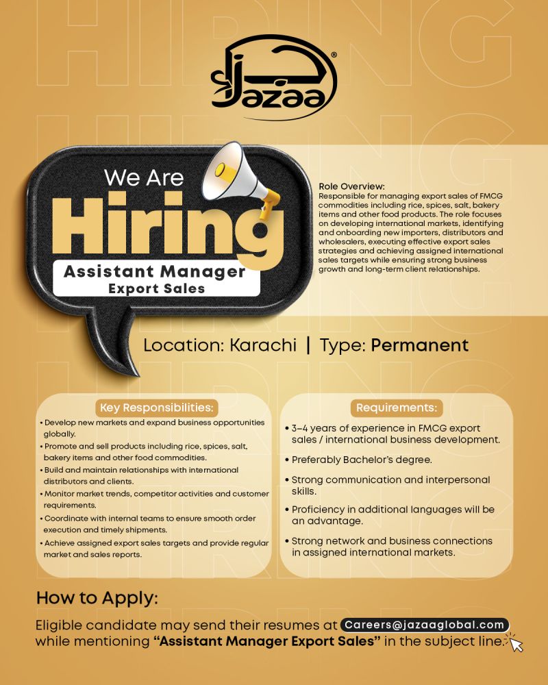 Jazaa Foods Pvt Ltd Jobs Assistant Manager Export Sales 1