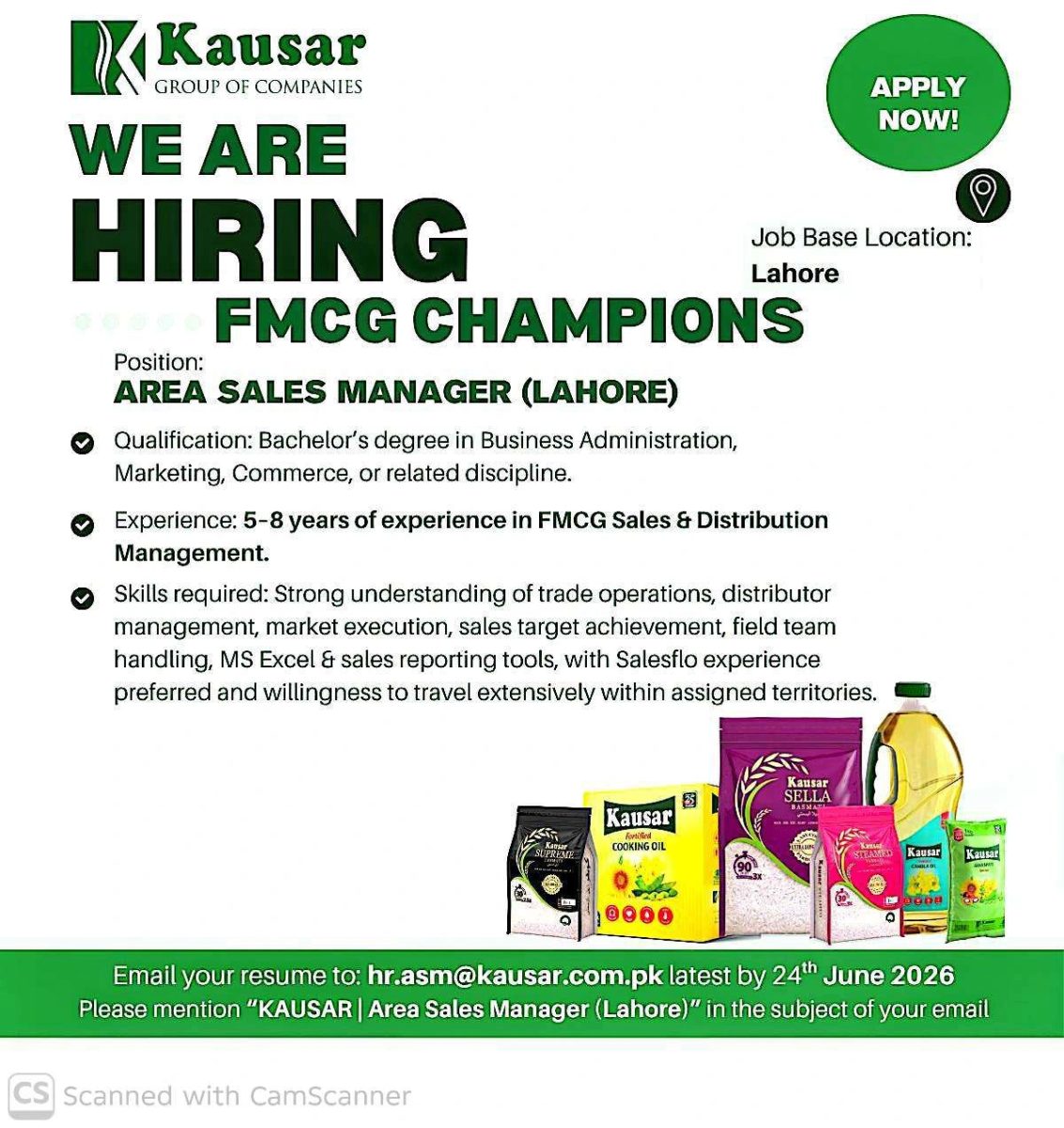 Kausar Group Of Companies Jobs Area Sales Manager 1