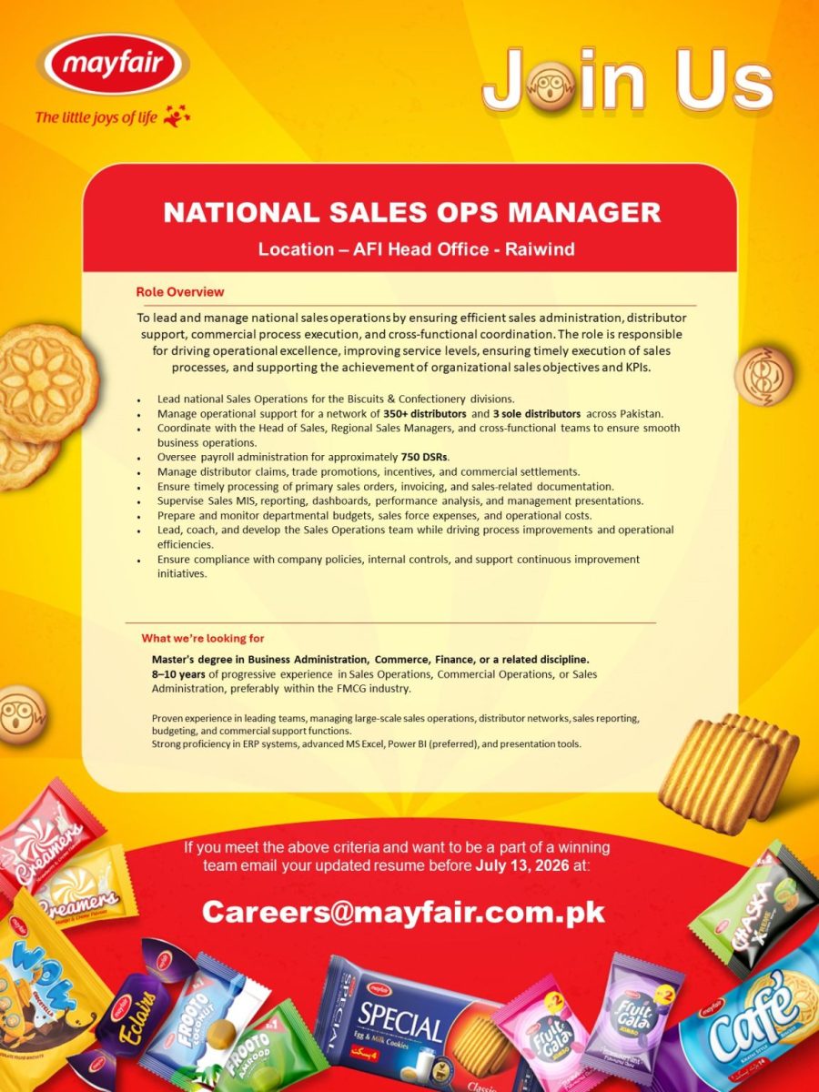 Mayfair Pakistan Jobs National Sales OPS Manager  1