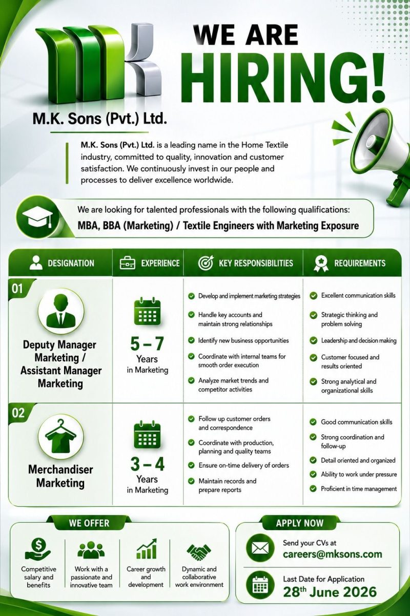 MK Sons Pvt Ltd Jobs June 2026 2