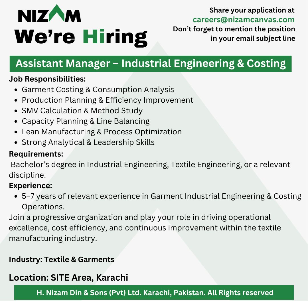 Nizam Canvas Jobs Assistant Manager Industrial Engineering 1