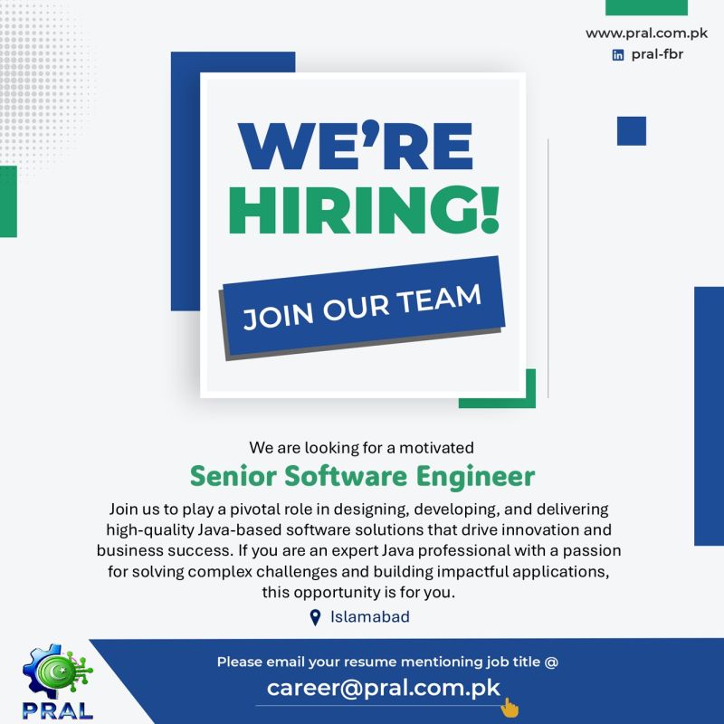 Pakistan Revenue Automation (Pvt) Limited PRAL Jobs Senior Software Engineer 1